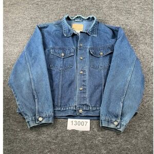 Denim Express Trucker Jacket Mens XL Blue Excellent Vintage Cotton Button Front